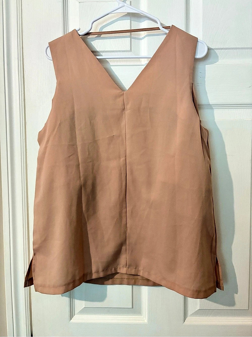 Another Story Sleeveless V-Neck Top in Brown Size Large